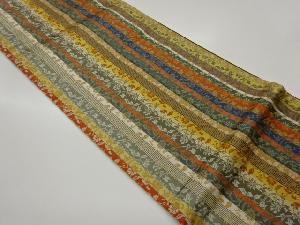 縞に花唐草模様織出し全通袋帯